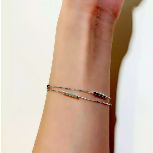 #18 ✨NEW 925 Sterling Silver Double Strand Dainty Bar Bracelet ‼️RESTOCKED ‼️ - Picture 1 of 11
